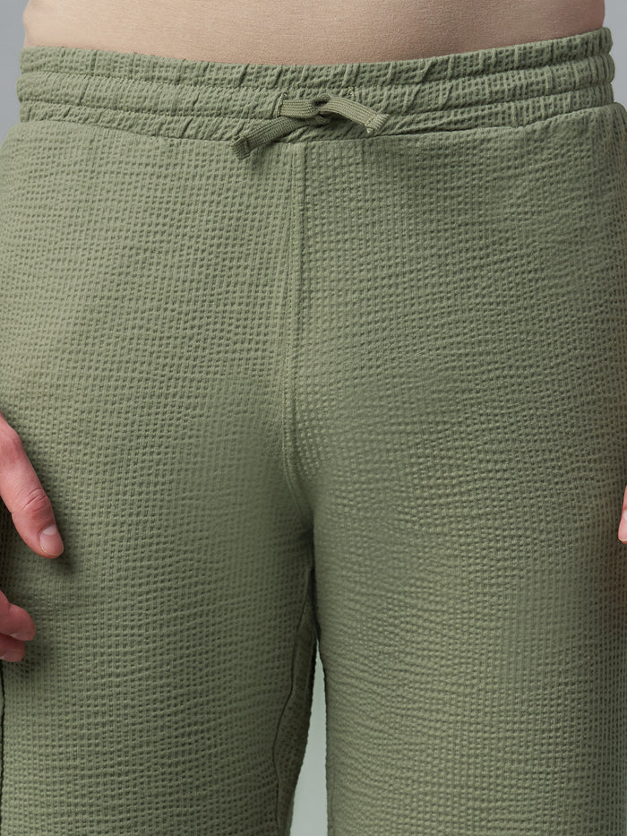 Men's Cotton Elastane Regular Fit Knit Shorts Olive