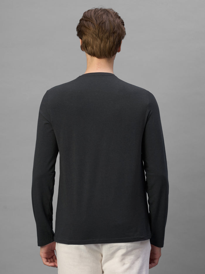 Men's Grey Cotton Bamboo Elastane Regular Fit Tshirt