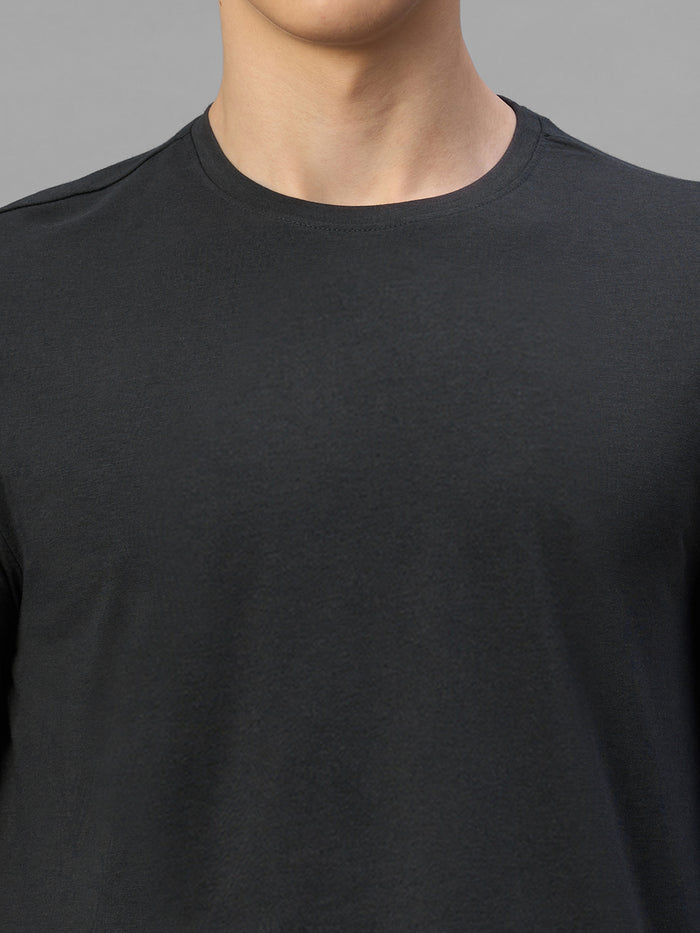 Men's Grey Cotton Bamboo Elastane Regular Fit Tshirt