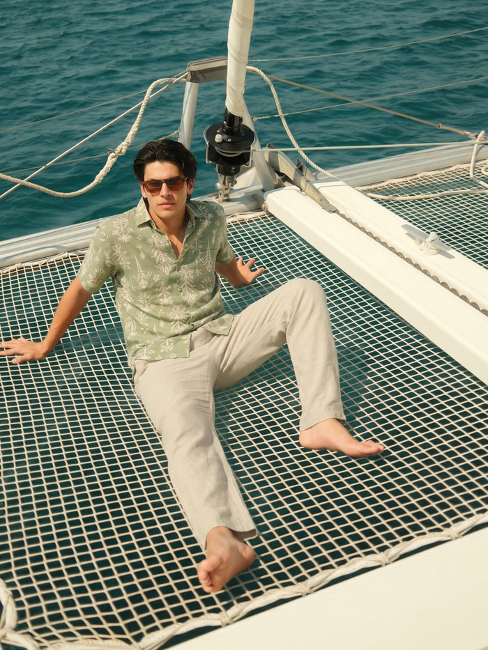 Men's Natural Cotton Linen Regular Fit Pant