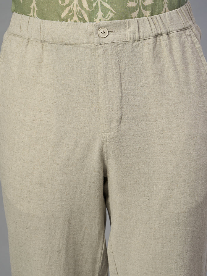 Men's Natural Cotton Linen Regular Fit Pant