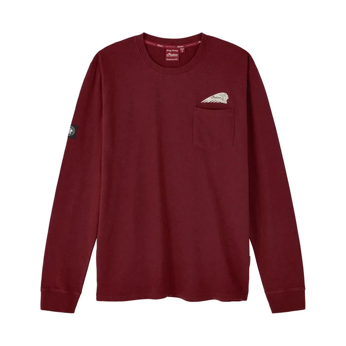 Men's Script Icon Pocket Long Sleeve T-Shirt, Port