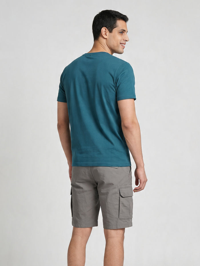 Men's Teal Cotton Bamboo Elastane Regular Fit Tshirt