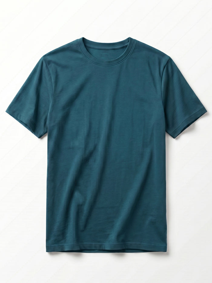 Men's Teal Cotton Bamboo Elastane Regular Fit Tshirt