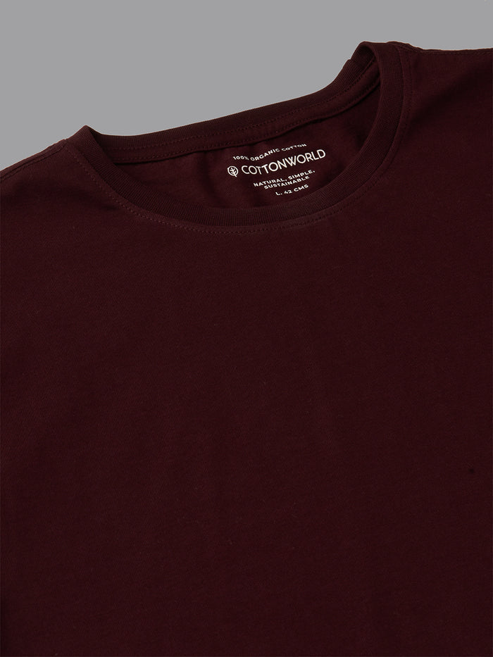 Men's Wine 100% Organic Cotton Regular Fit Tshirt