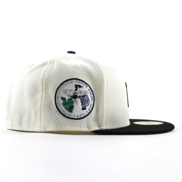 Minnesota North Stars 25 Years New Era 59Fifty Fitted Hat (Chrome White Black Gray Under brim)