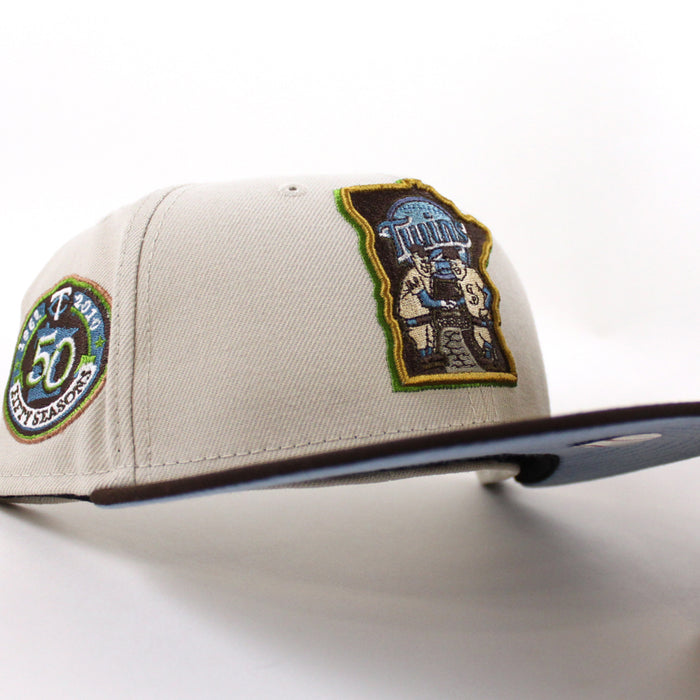Minnesota Twins FIFTY SEASONS New Era 59Fifty Fitted Hat (STONE BURNT WOOD BIRDSEYE BLUE Under Brim)