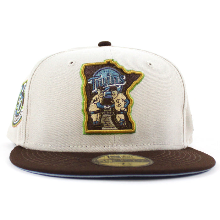 Minnesota Twins FIFTY SEASONS New Era 59Fifty Fitted Hat (STONE BURNT WOOD BIRDSEYE BLUE Under Brim)
