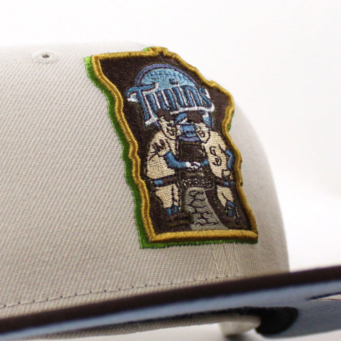 Minnesota Twins FIFTY SEASONS New Era 59Fifty Fitted Hat (STONE BURNT WOOD BIRDSEYE BLUE Under Brim)