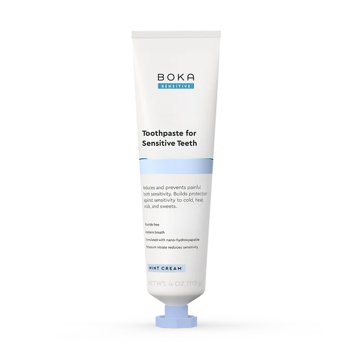 Boka toothpaste for sensitive teeth on a white background