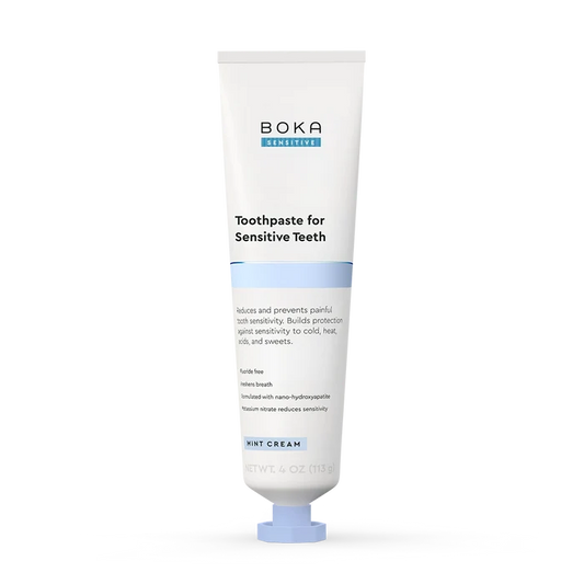 Boka toothpaste for sensitive teeth on a white background