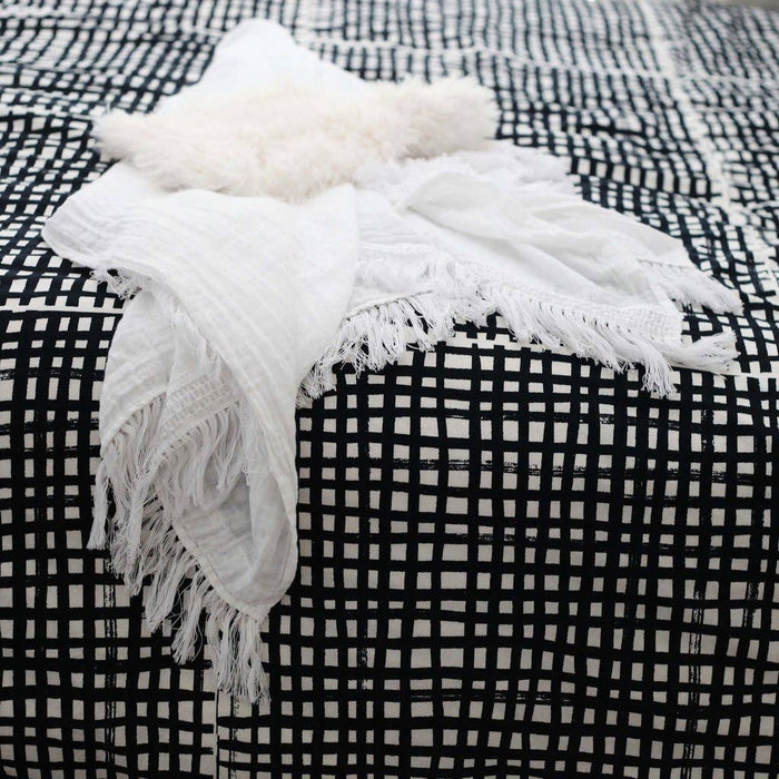 Modern Burlap Organic Cotton Muslin White Fringe Swaddle