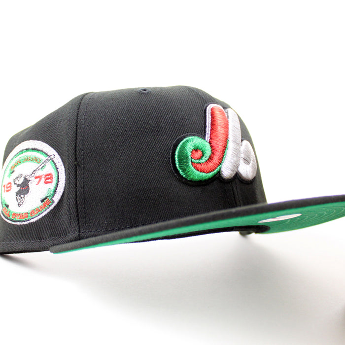 Montreal Expos 1978 All Star Game New Era Fitted 59Fifty Hat (Black Green Underbrim)