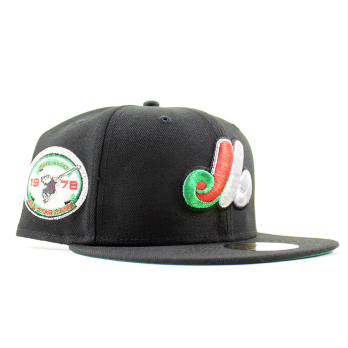 Montreal Expos 1978 All Star Game New Era Fitted 59Fifty Hat (Black Green Underbrim)