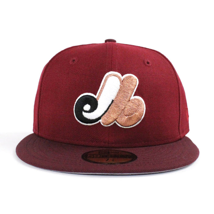 Montreal Expos New Era Fitted 59Fifty hat (Cardinal Maroon Gray Under Brim)