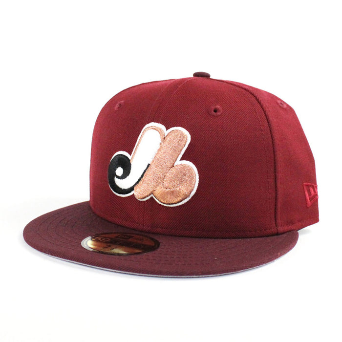 Montreal Expos New Era Fitted 59Fifty hat (Cardinal Maroon Gray Under Brim)