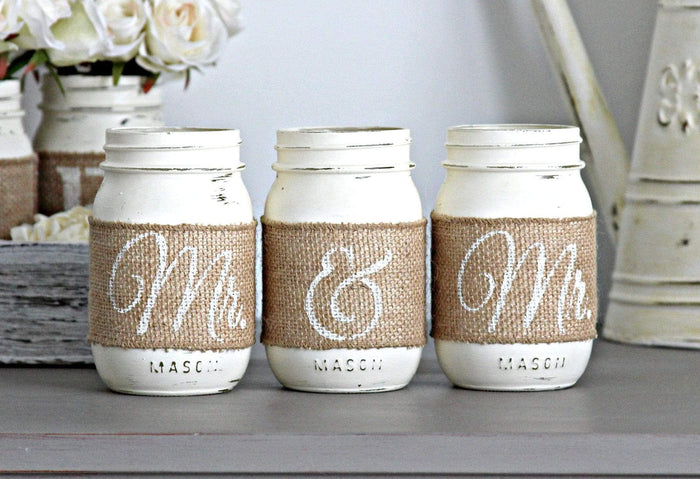 Mr. & Mr. Wedding Decor | Engagement Party Decor | Same Sex Table Decor - Jarful House