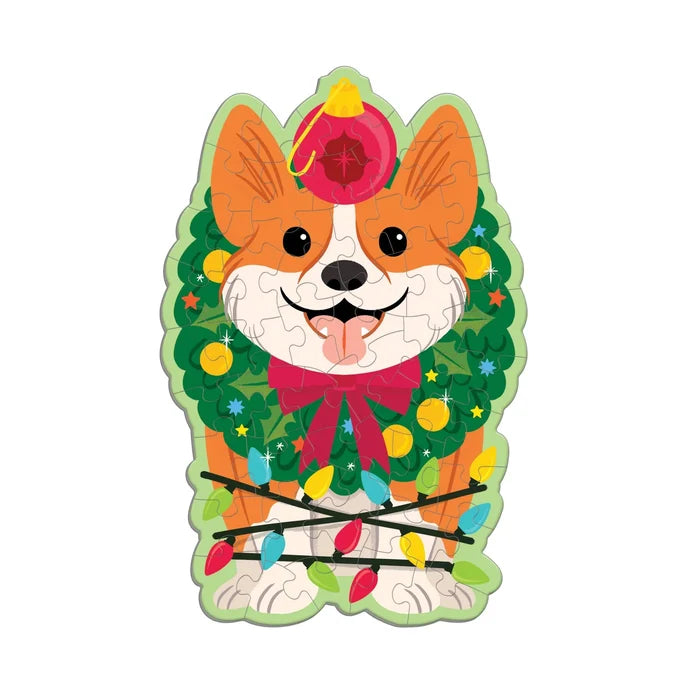 Mudpuppy Scratch & Sniff 48 Piece Mini Puzzle: Christmas Corgi