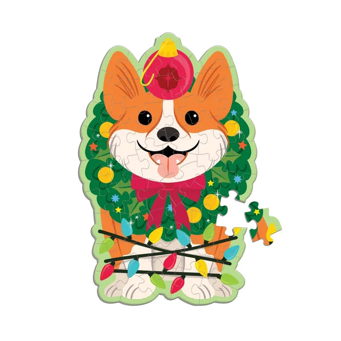 Mudpuppy Scratch & Sniff 48 Piece Mini Puzzle: Christmas Corgi