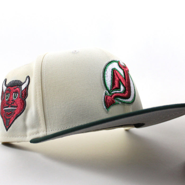 New Jersey Devils Devil Patch New Era 59Fifty Fitted Hat (Chrome White Dark Green Gray Under Brim)