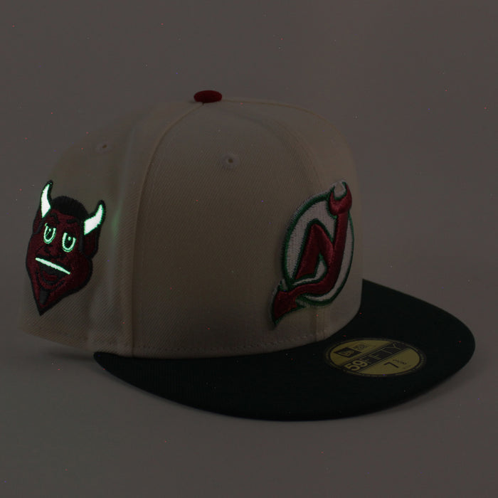 New Jersey Devils Devil Patch New Era 59Fifty Fitted Hat (Chrome White Dark Green Gray Under Brim)