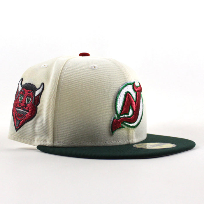 New Jersey Devils Devil Patch New Era 59Fifty Fitted Hat (Chrome White Dark Green Gray Under Brim)