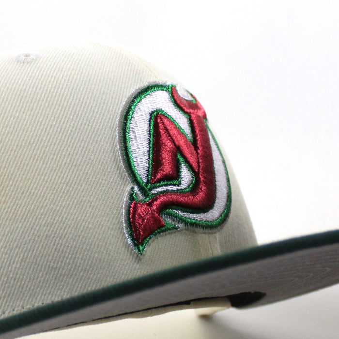 New Jersey Devils Devil Patch New Era 59Fifty Fitted Hat (Chrome White Dark Green Gray Under Brim)