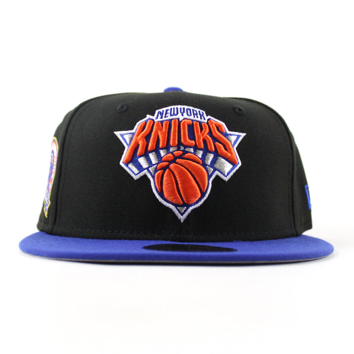 New York Knicks Champions Patch New Era 9Fifty Snapback Hat (Black Royal Blue Gray Under Brim)