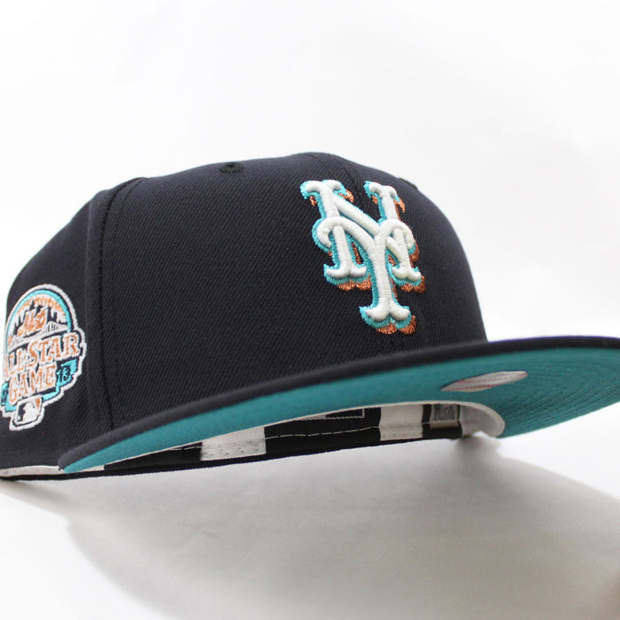 New York Mets 2013 All-Star Game 59Fifty New Era Fitted Hat (Glow in the Dark Navy Turquoise Under Brim)