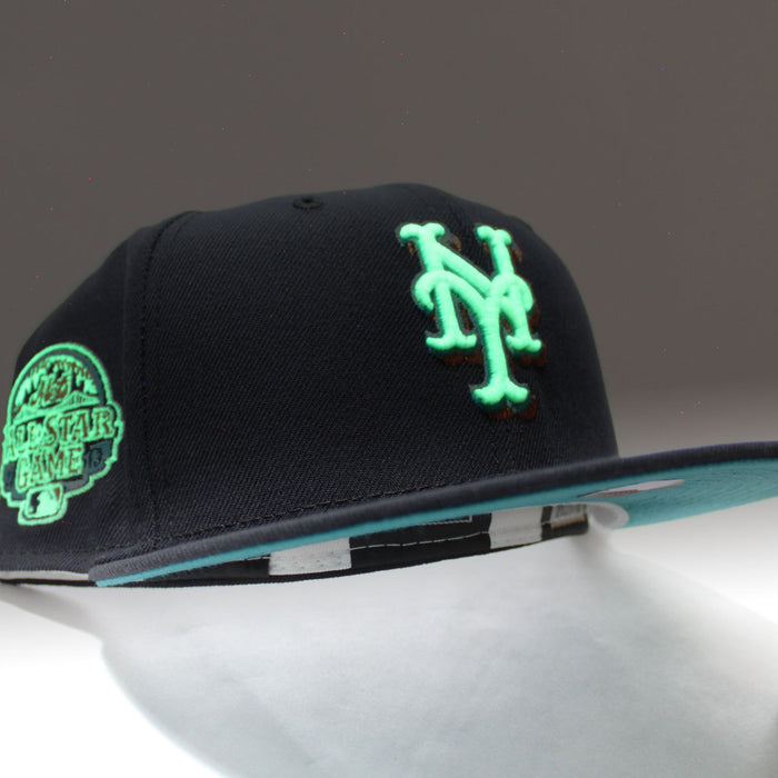 New York Mets 2013 All-Star Game 59Fifty New Era Fitted Hat (Glow in the Dark Navy Turquoise Under Brim)