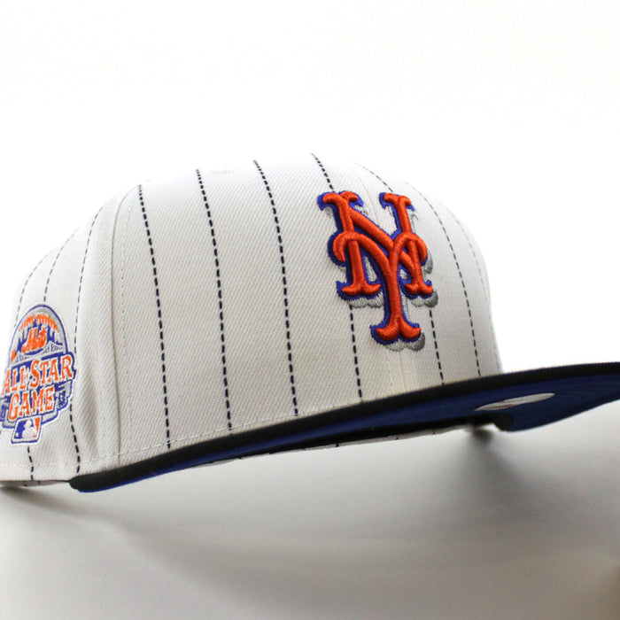 New York Mets 2013 All-Star Game New Era 59Fifty Fitted Hat (White Pinstripes Black Blue Under Brim)
