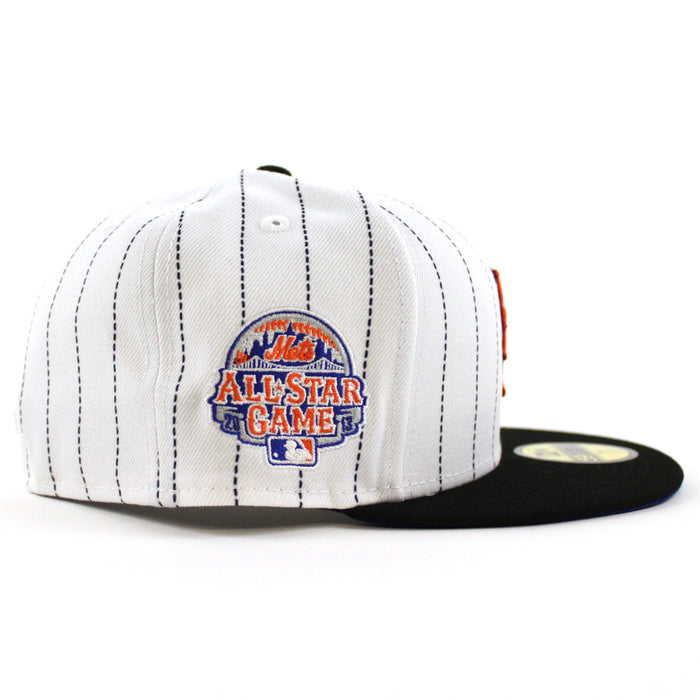 New York Mets 2013 All-Star Game New Era 59Fifty Fitted Hat (White Pinstripes Black Blue Under Brim)