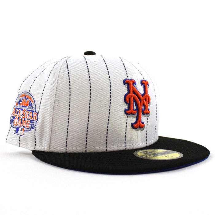 New York Mets 2013 All-Star Game New Era 59Fifty Fitted Hat (White Pinstripes Black Blue Under Brim)