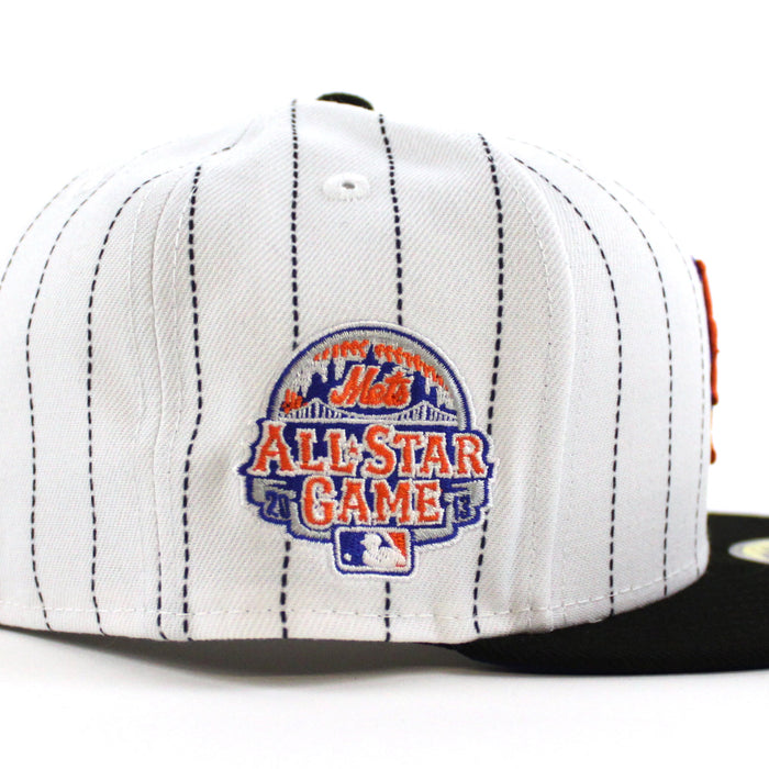 New York Mets 2013 All-Star Game New Era 59Fifty Fitted Hat (White Pinstripes Black Blue Under Brim)