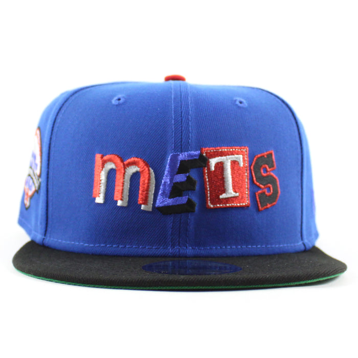 New York Mets 50TH Anniversary New Era 59Fifty Fitted Hat (Azure Blue Black Green Under Brim)