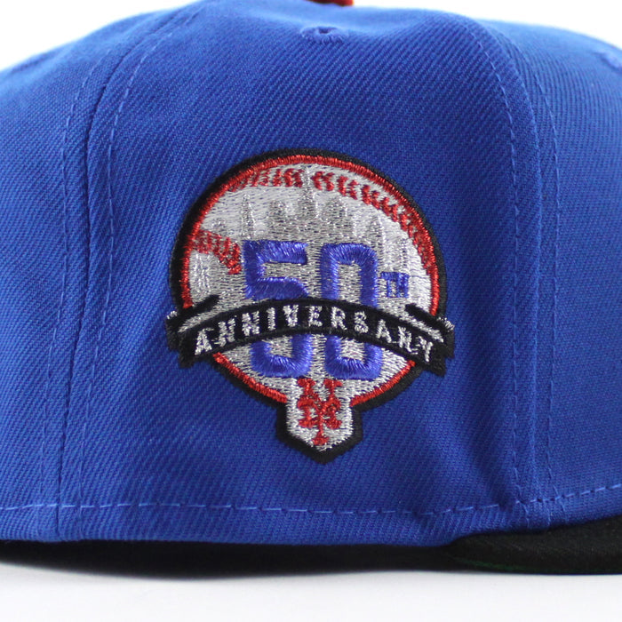 New York Mets 50TH Anniversary New Era 59Fifty Fitted Hat (Azure Blue Black Green Under Brim)