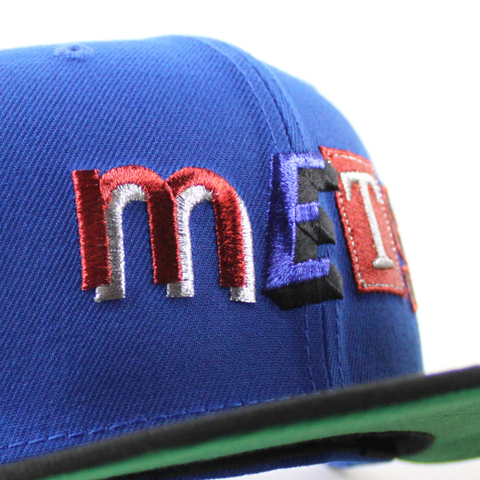 New York Mets 50TH Anniversary New Era 59Fifty Fitted Hat (Azure Blue Black Green Under Brim)
