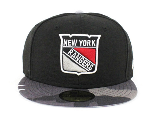 New York Rangers New Era 59Fifty Fitted Hat (Camouflage Jet Black Air Foamposite One Urban Fighter)-7 1/4