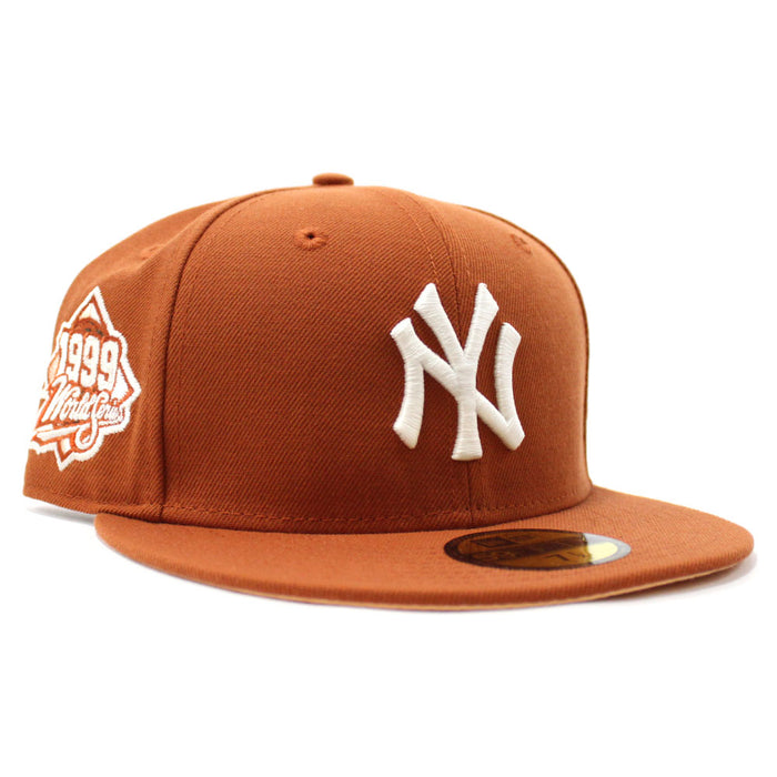New York Yankees 1999 World Series New Era 59Fifty Fitted Hat (Glow in the Dark Rust Orange Pink Under Brim)