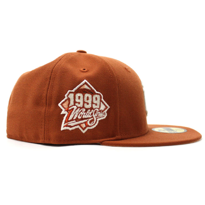 New York Yankees 1999 World Series New Era 59Fifty Fitted Hat (Glow in the Dark Rust Orange Pink Under Brim)