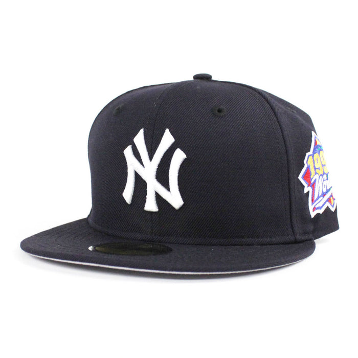 New York Yankees 1999 World Series Patch New Era Fitted 59Fifty Hats (Navy Gray Under Brim)