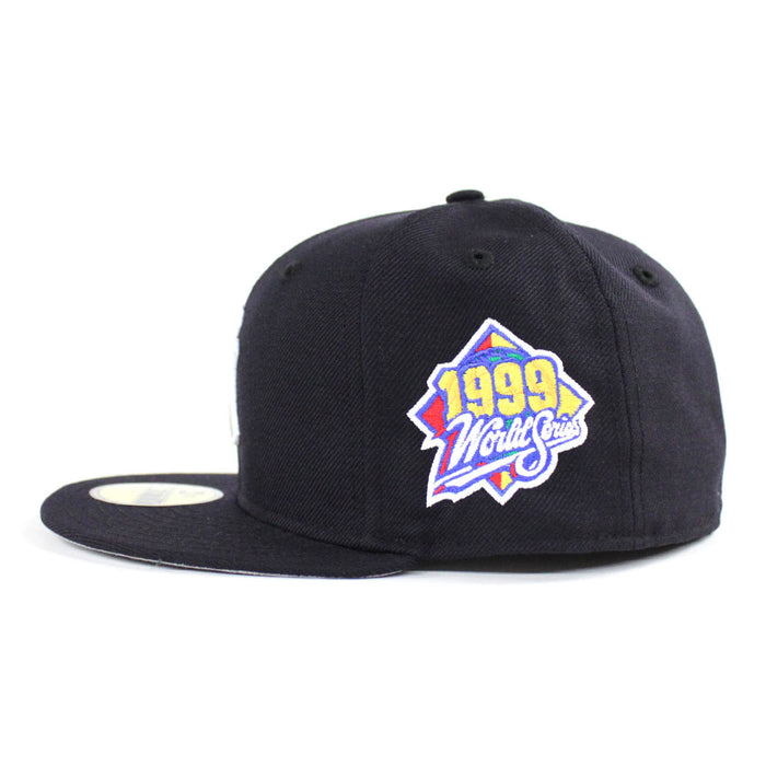 New York Yankees 1999 World Series Patch New Era Fitted 59Fifty Hats (Navy Gray Under Brim)