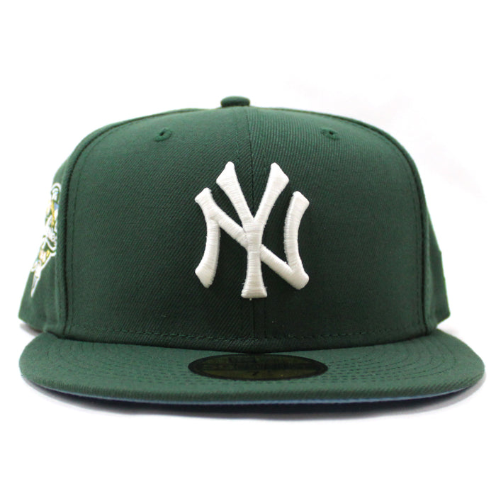 New York Yankees 2000 World Series Side Patch New Era 59Fifty Fitted Hat (GITD Mountain Green Sky Blue Under Brim)