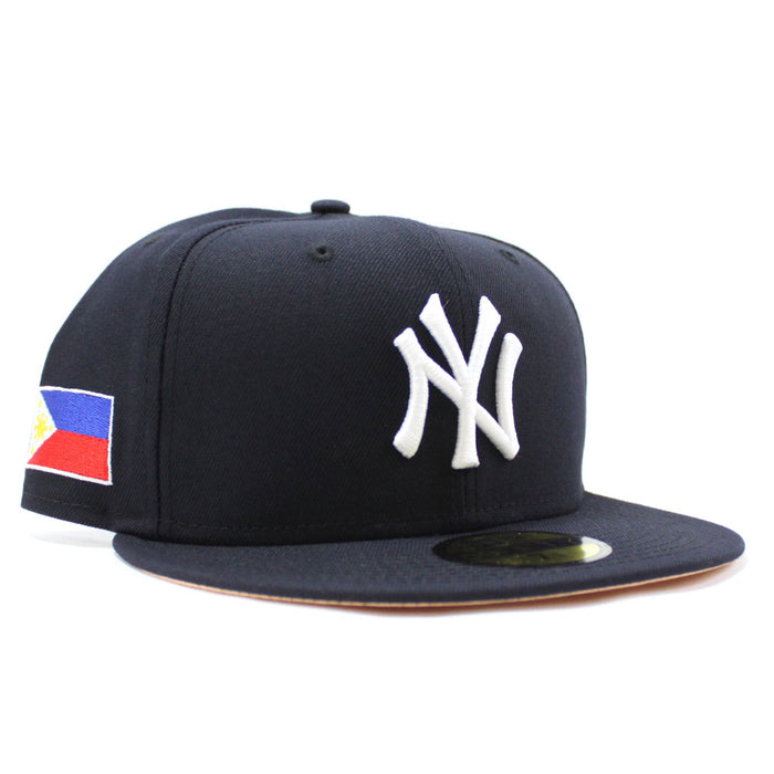 New York Yankees PHILIPPINES FLAG 59Fifty New Era Fitted Hat (Navy Peach Under Brim)