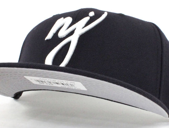 NJ Script  9Fifty Snapback Hat (Navy WHITE GRAY UNDER BRIM)