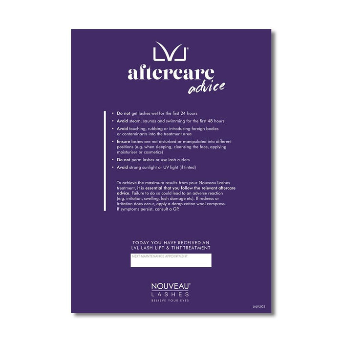 Nouveau Lashes | LVL Aftercare Cards