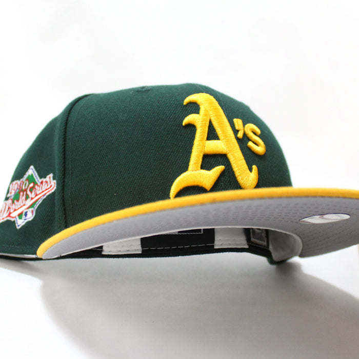 Oakland Athletics 1990 World Series New Era 59Fifty Fitted Hat (Green Yellow Grey Under Brim)
