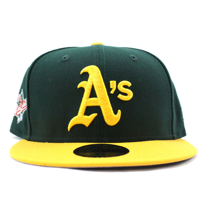 Oakland Athletics 1990 World Series New Era 59Fifty Fitted Hat (Green Yellow Grey Under Brim)