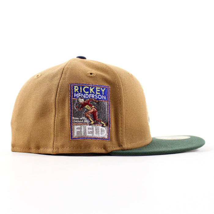 Oakland Athletics Ricky Henderson New Era 59Fifty Fitted Hat (Bronze Cilantro Green Gray Under Brim)