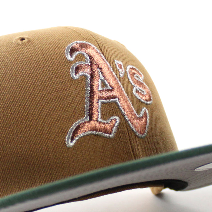 Oakland Athletics Ricky Henderson New Era 59Fifty Fitted Hat (Bronze Cilantro Green Gray Under Brim)